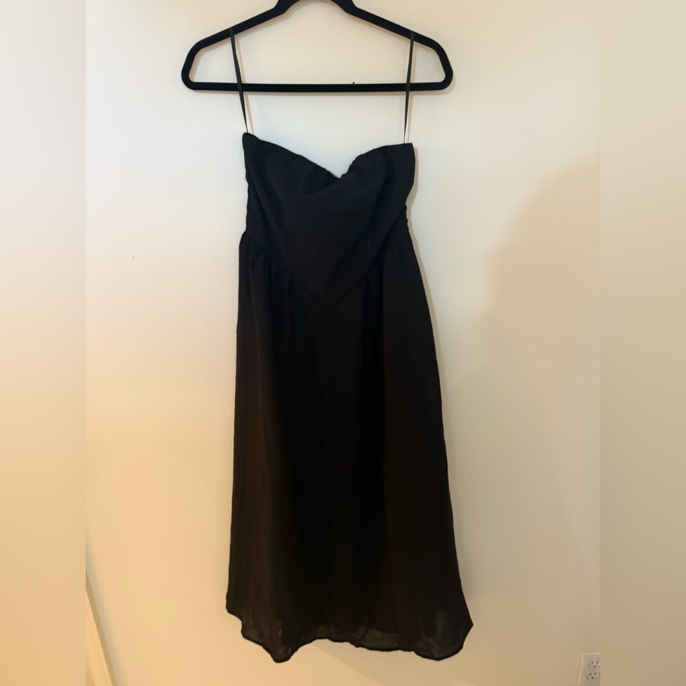 Chic Black Strapless Dress milkmaiden cottage core size small